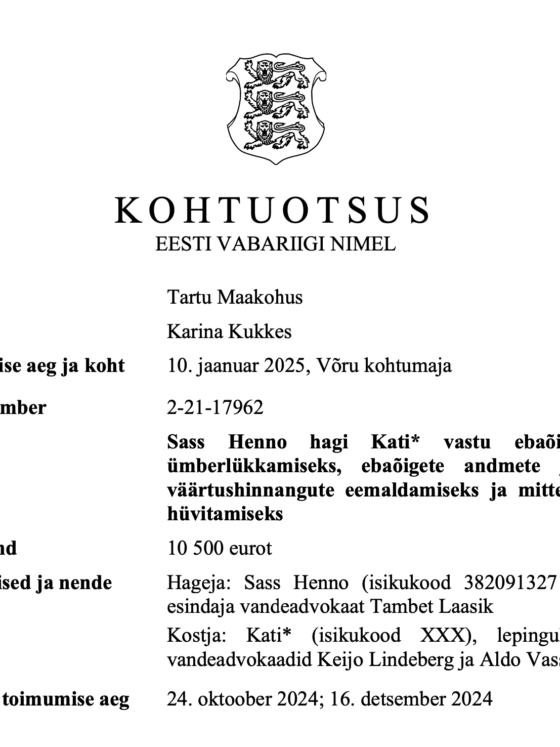 Sass Henno kohtuasi – kõigile lugemiseks