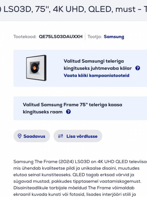 mis telekas teil kodus on?